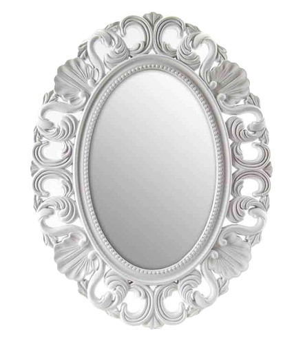 Specchio bianco ovale - bianco, legno