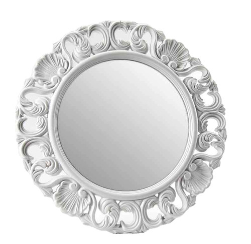 Specchio tondo bianco - tondo, legno